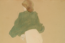 Auguste Rodin. Femme de dos, relevant son châle vert à la taille [Mujer de espaldas con mantón verde] (d.g. / s.f.). Fundación Mapfre
